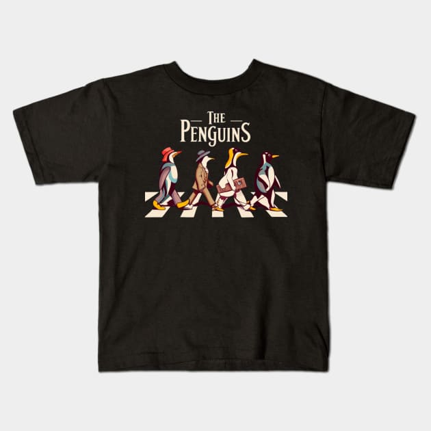 The penguin-Ls - Abbey Road Kids T-Shirt by Aldrvnd